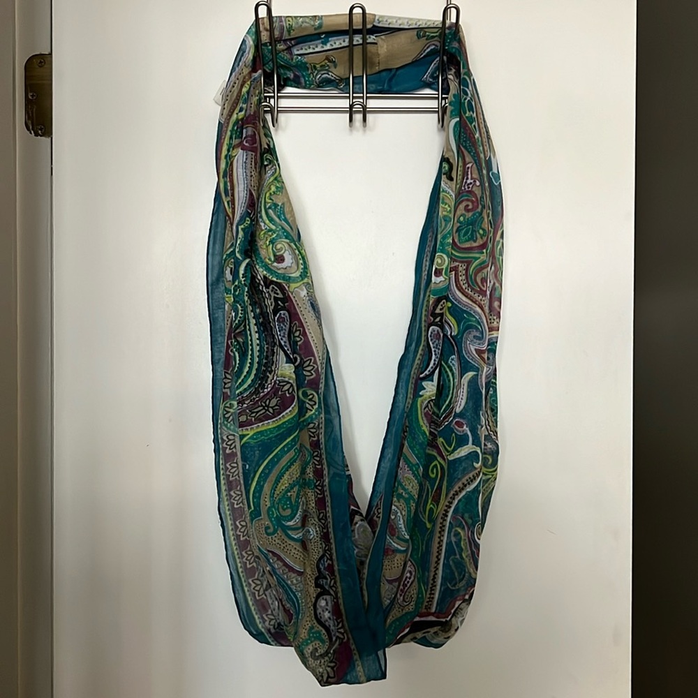 Boho Turquoise Paisley Infinity Scarf